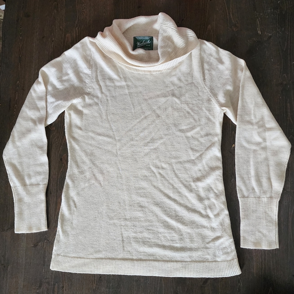 Woolrich 100% Merino Wool Elegant Cream Sweater, Size Medium